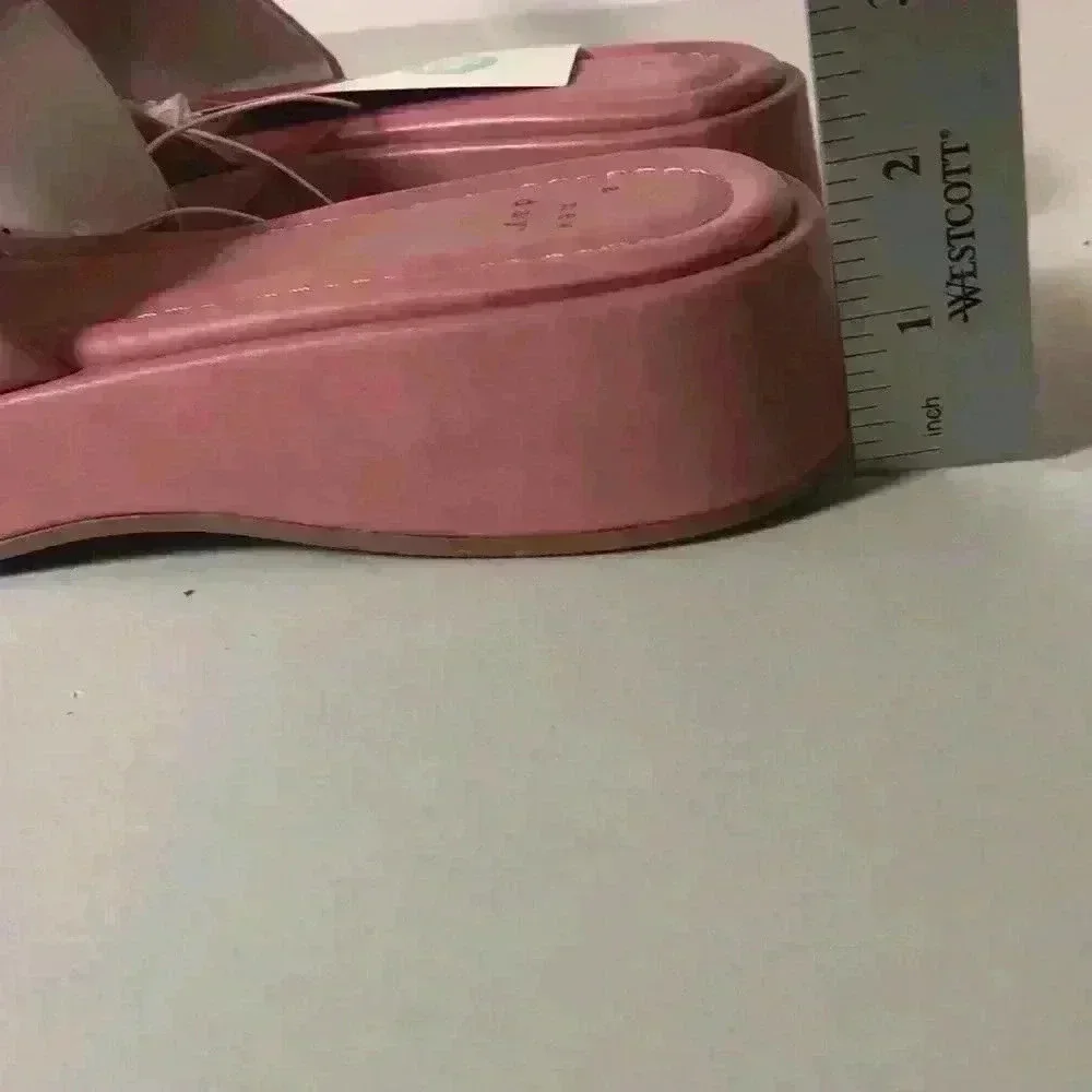 New!  WIDE WIDTH Pink Carlita Wedge Platform Slide Sandals - A New Day 8.5 Wide - Picture 9 of 9